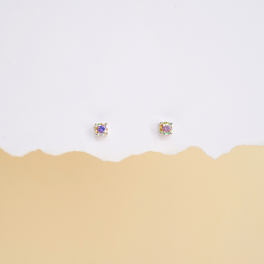 Aurora sparkle studs-Round